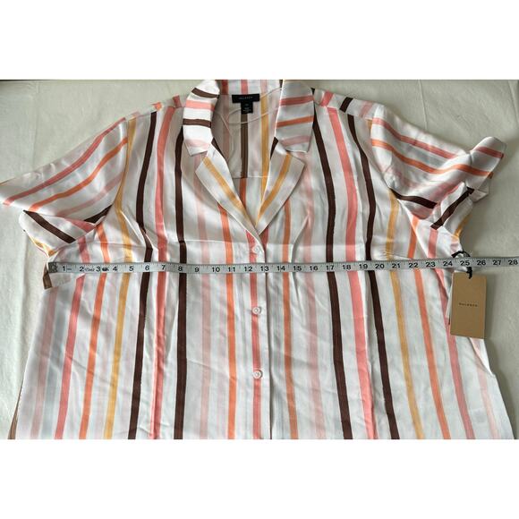 Halogen Stripe Short Sleeve Button-Up Camp Shirt Size 2X - Picture 7 of 8